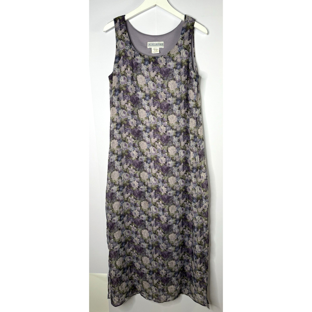 Jessica Howard Maxi Dress Womens 12 Purple Floral Vtg Fairy Cottagecore Feminine